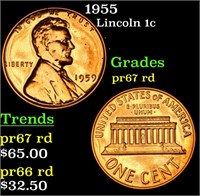 1955 Lincoln Cent 1c Grades Gem++ Proof Red