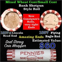 Mixed small cents 1c orig shotgun roll,1917-s Whea