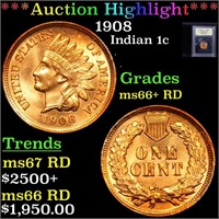 ***Auction Highlight*** 1908 Indian Cent 1c Graded