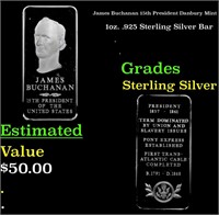 James Buchanan 15th President Danbury Mint 1oz. .9