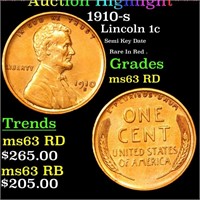 1910-s Lincoln Cent 1c Grades Select Unc RD