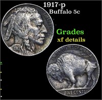 1917-p Buffalo Nickel 5c Grades xf details