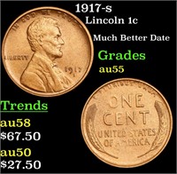 1917-s Lincoln Cent 1c Grades Choice AU