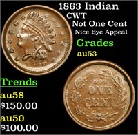 1863 Indian Civil War Token 1c Grades Select AU