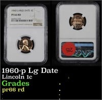 NGC 1960-p Lg Date Lincoln Cent 1c Graded pr66 rd