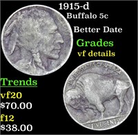 1915-d Buffalo Nickel 5c Grades vf details
