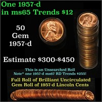 Full roll of 1957-d Lincoln Cents 1c Uncirculated