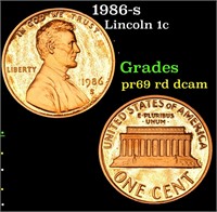 1986-s Lincoln Cent 1c Grades Gem++ Proof Red Deep
