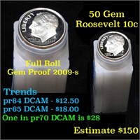 Proof 2009-s Roosevelt Dime 10c roll, 50 pieces (f