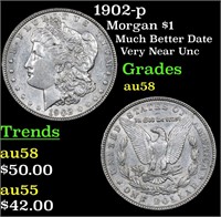 1902-p Morgan Dollar $1 Grades Choice AU/BU Slider