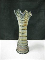MCM Ruffled Carnival Glass Vase