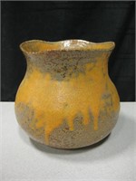 Vtg Royal Haeger Orange Glaze Over Brown Vase