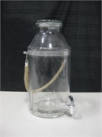 Milk Can Shape Glass Drink Dispenser - Rope Handle