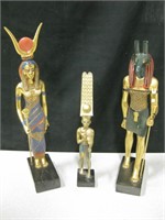 3 Painted Resin Ancient Egyptian Style Statues