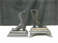 Lot of 2 Cast Iron Boot Figurines, Tallest is 6"