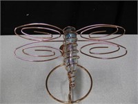 Copper & Art Glass Dragonfly Tea Light Holder