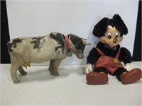 Vtg Mickey Mouse Plush & Josie The Walking Cow