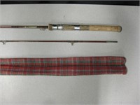 Vintage Power Glass Fly Rod With Plaid Cloth Case