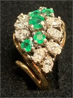14KT Ladies Emerald & Diamond Ring