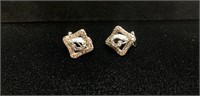 Lady's 14 Karat White Gold Diamond Earrings