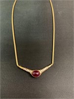 Lady's 14 Karat Ruby and Diamond Necklace