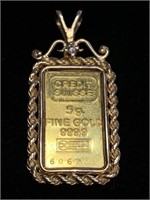 Credit Suisse 24kt Gold Pendant with Rope Trim