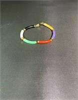 Chinese Jade - 10k Multicolor Curved Bracelet.