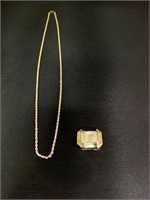 14k Yellow Gold Necklace w/ Goldstone Quartz