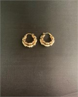 Tri-Color Bamboo Style Earrings. Tri-Color 14k