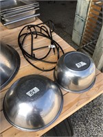 (2) Stainless Bowls, Pan Holder