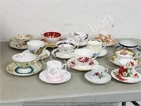 assorted English cups/ saucers