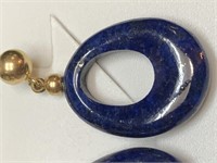 14k Lapis Lazuli Door Knocker Earrings. Italian
