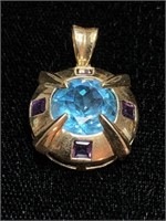 Topaz and Amethyst Gold Pendant