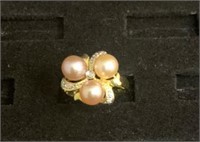 Gold and Colored Pearl Ring