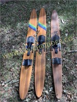 Vintage wooden water skis