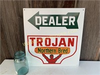 Tin Trojan corn dealer sign- nostalgic
