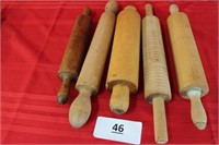 5 wooden rolling pins