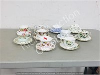 various cups/ saucers