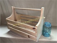 Large slatted wooden tote