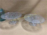 Pair of glass cake stands