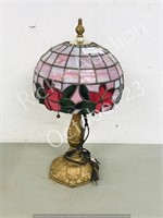 Cast base table lamp w/ shade -some damage