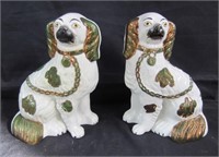 Unmarked Green Copper Luster Staffordshire Dogs