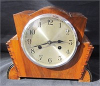 Art Deco Wood Case Chiming Mantle Clock
