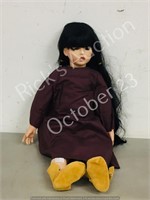 28" tall Porcelain doll (long black hair)