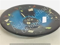 14.5 " wide glass platter, hand painted