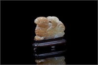 CHINESE JADE CEAVED MYTHICAL BEAST FIGURE