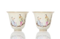 PAIR OF CHINESE FAMILLE ROSE PORCELAIN TEA CUPS