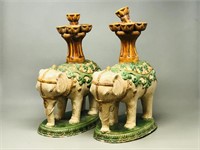 pair of elephant candle holders 12"