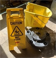 Business Mop Bucket Wet Floor Sign,Trash Can Dolly