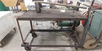 Wooden top metal work cart